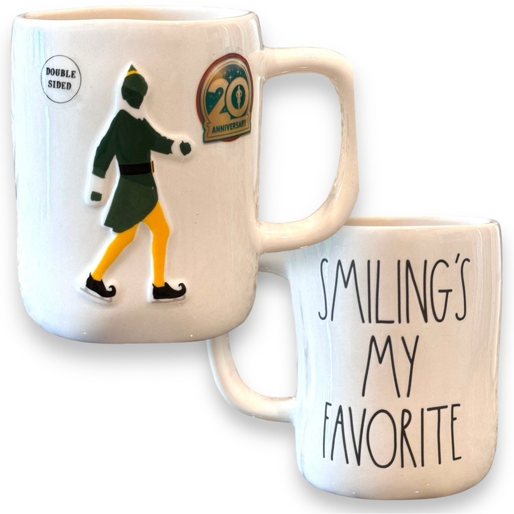 Rae Dunn ELF “SMILING'S MY FAVORITE” 20th Year Anniversary Ceramic Mug - NWOT